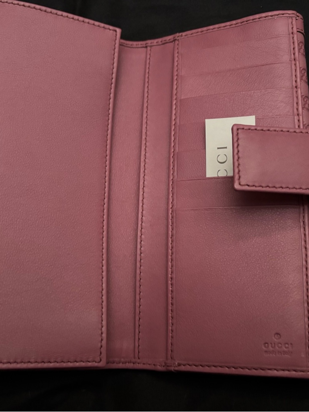 Gucci Pink GG Embossed Leather Clutch with Gold Double G - Picture 6 of 12